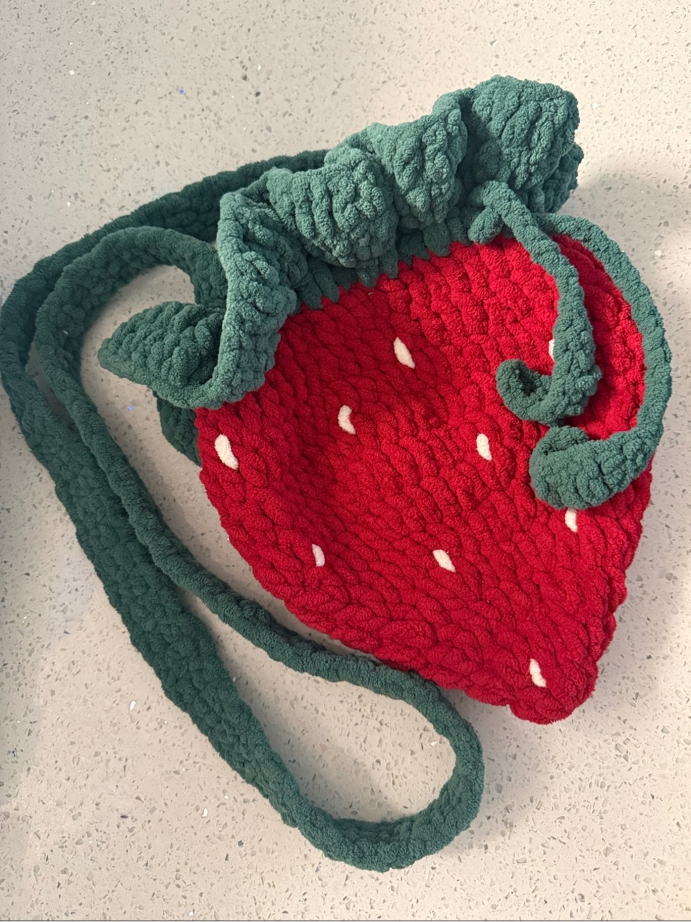 Handmade Strawberry Crossbody Bag in Red and Green